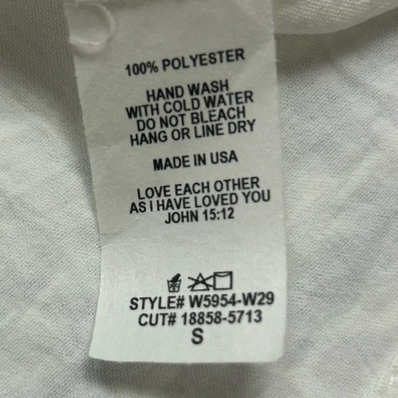 White RJ 220 Blouse. 3/4 Length Gathered/Elastic Sleeves. Size Small. - Picture 5 of 5